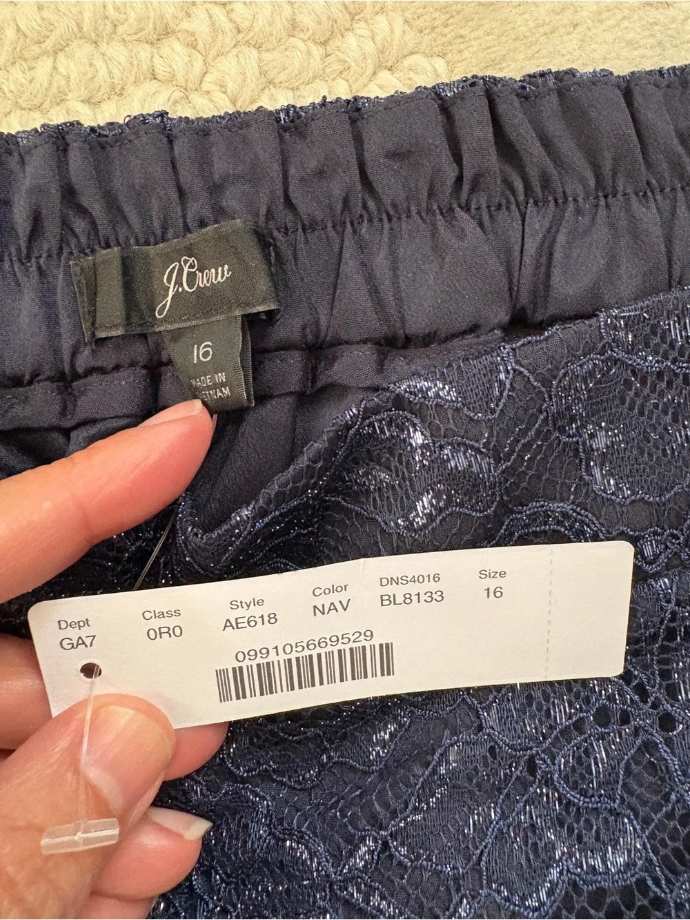 Women’s Navy Lace Wide-Leg Pants